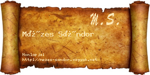 Mézes Sándor névjegykártya